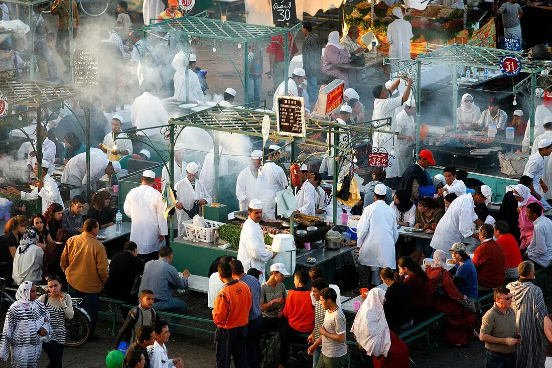 Jemaa el-Fna square in Marrakech at dusk, 4 Days Tour from Fes to Marrakech